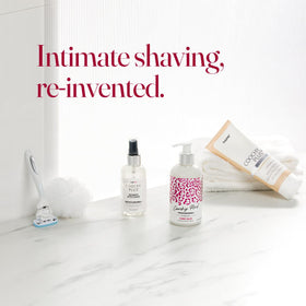 IntiMD kit staged in bathroom lifestyle scene showing ritual-ready grooming comfort