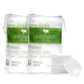 Intrinsics front packaging showing 3 inch cotton rounds and premium benefits
