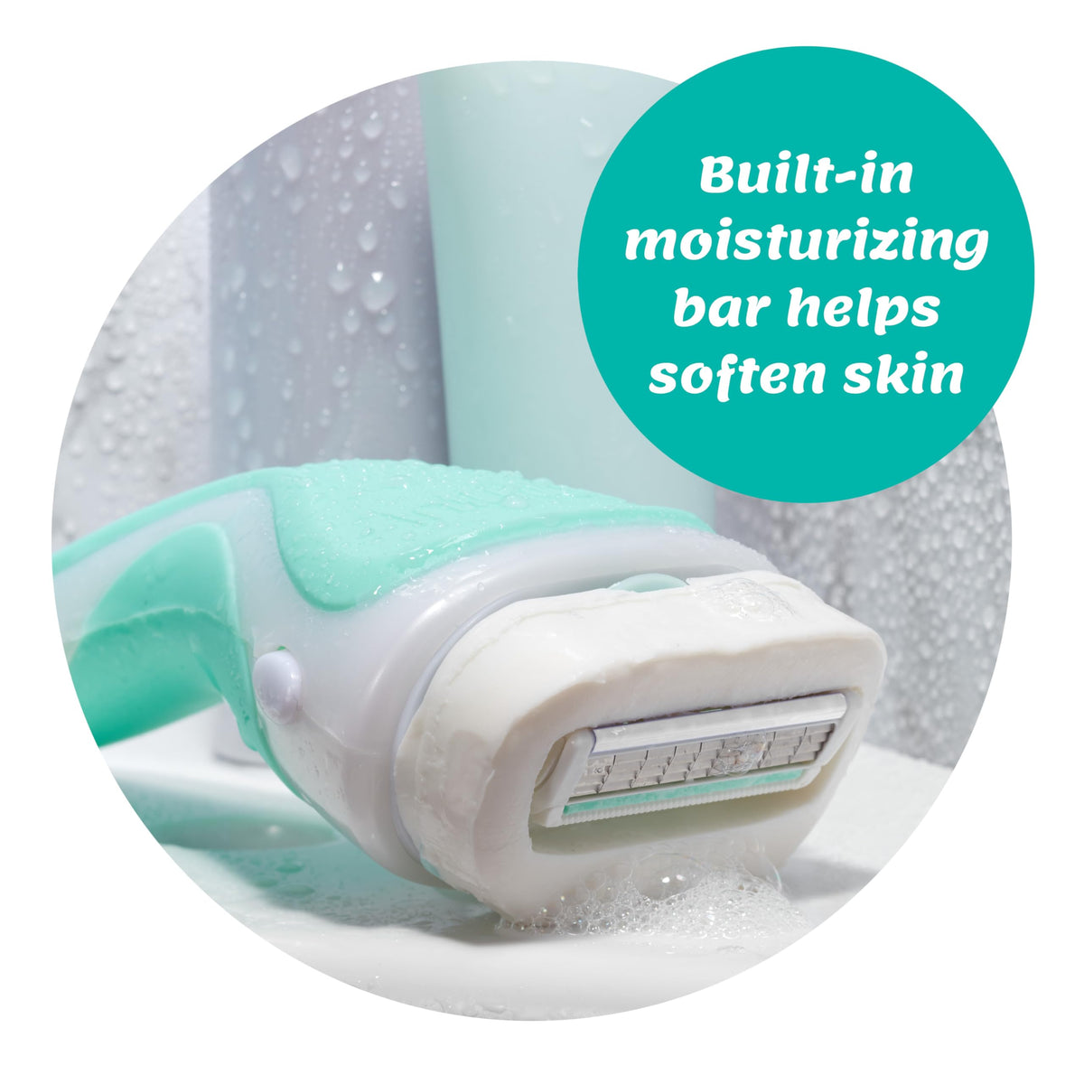 INTUITION four-blade head profile for closer, smoother shaves