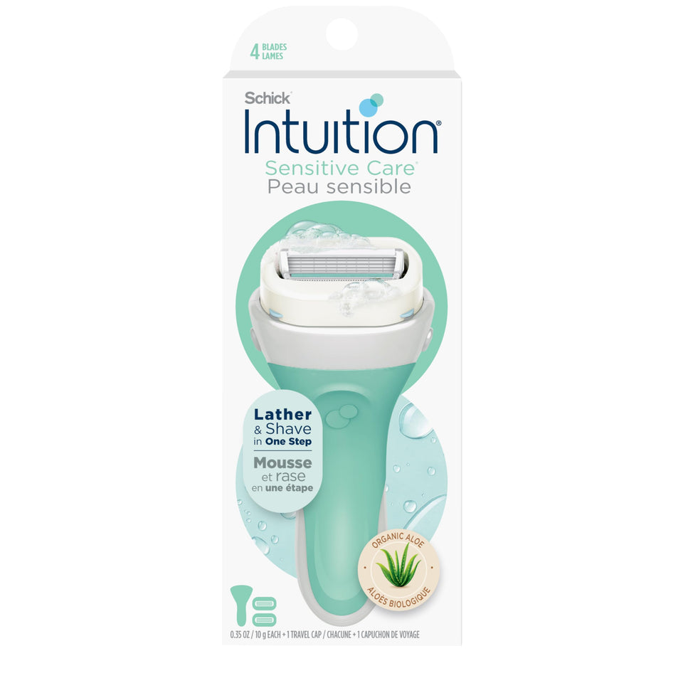 INTUITION front packaging showing razor kit and benefits