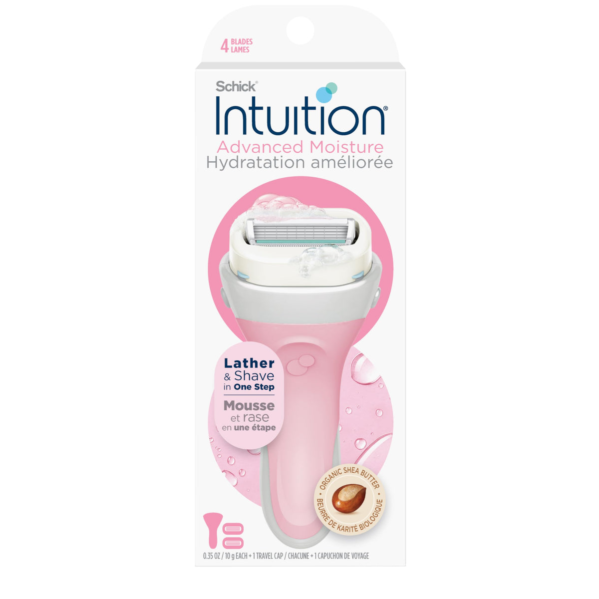 INTUITION front packaging showing handle and refill benefits