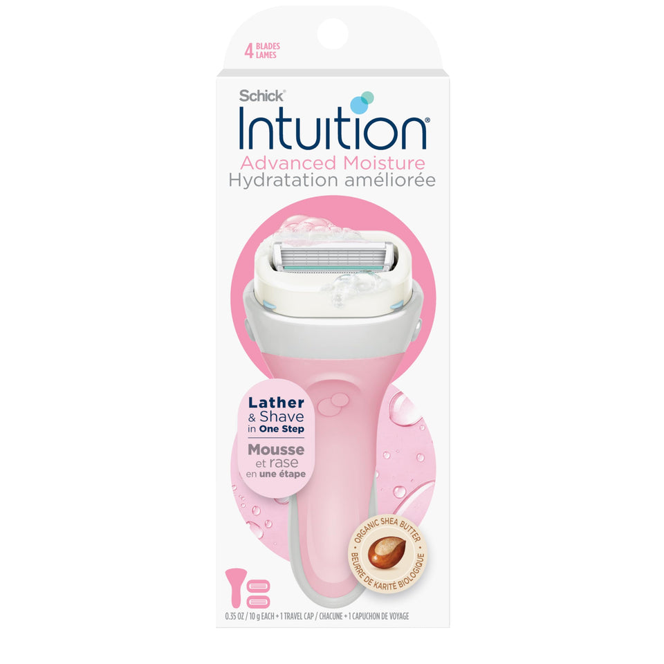 INTUITION front packaging showing handle and refill benefits
