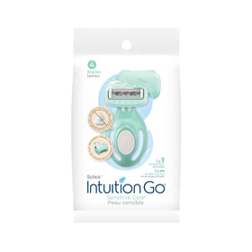 INTUITION front packaging showing razor and travel case for easy packing