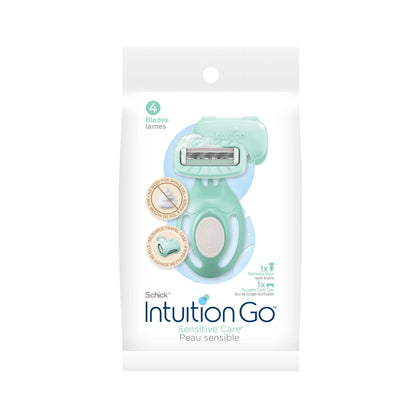 INTUITION front packaging showing razor and travel case for easy packing