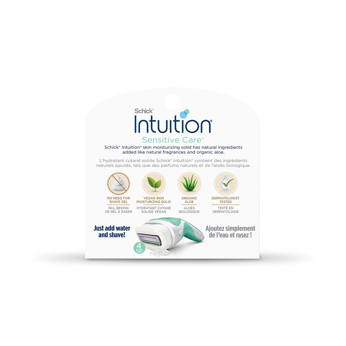 INTUITION razor in shower lifestyle scene for quick, one-step shave