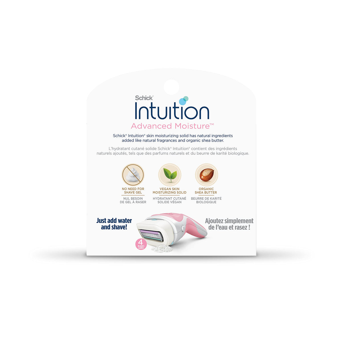 INTUITION razor in shower setting showing one-step lather and shave