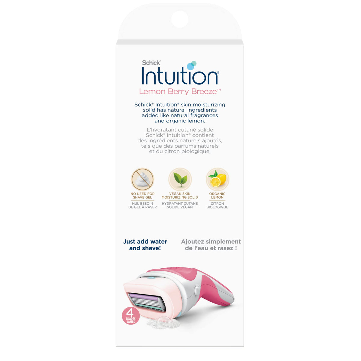 INTUITION Schick moisturizing bar detail with organic lemon for gentle lather