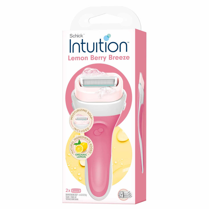 INTUITION Schick front packaging showing included handle and refills for quick start