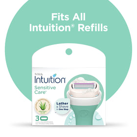 INTUITION razor next to coin to show slim handle size for travel convenience