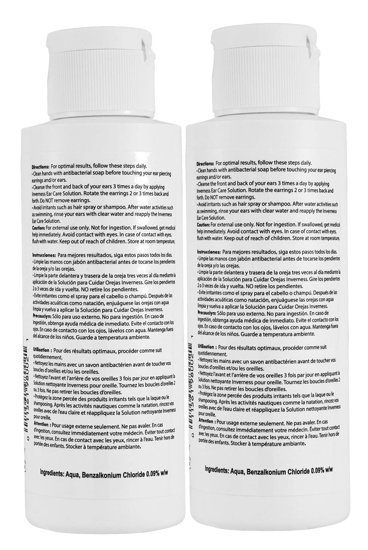 Inverness bottle close-up label highlighting usage instructions and mild formula benefits