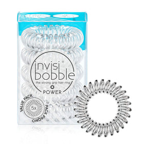 invisibobble front packaging showing crystal clear five-pack and benefit of discreet styling