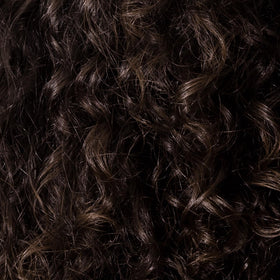 ion styled dark brown hair in lifestyle shot highlighting glossy result