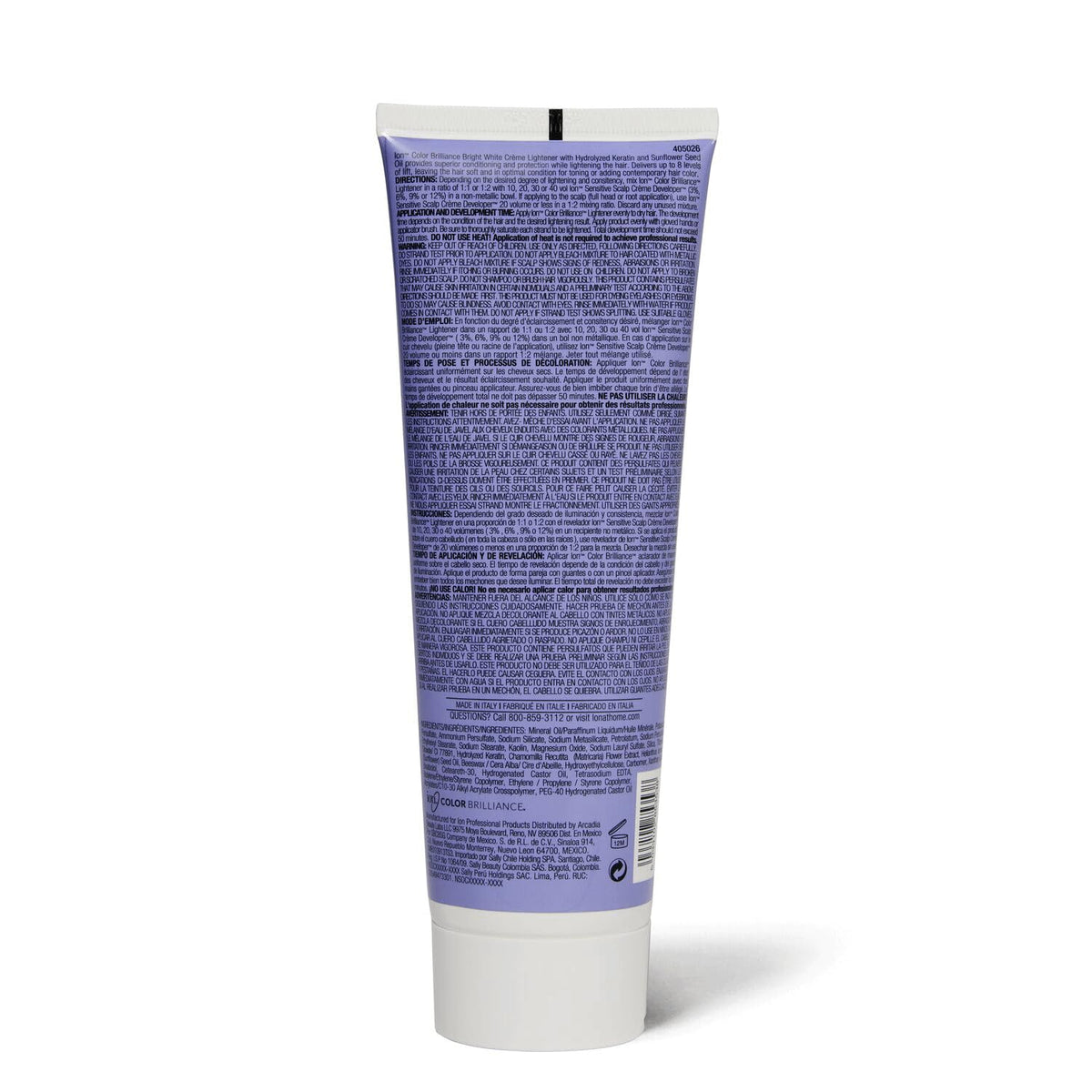 ion tube close-up displaying embossed branding and ingredients for informed use