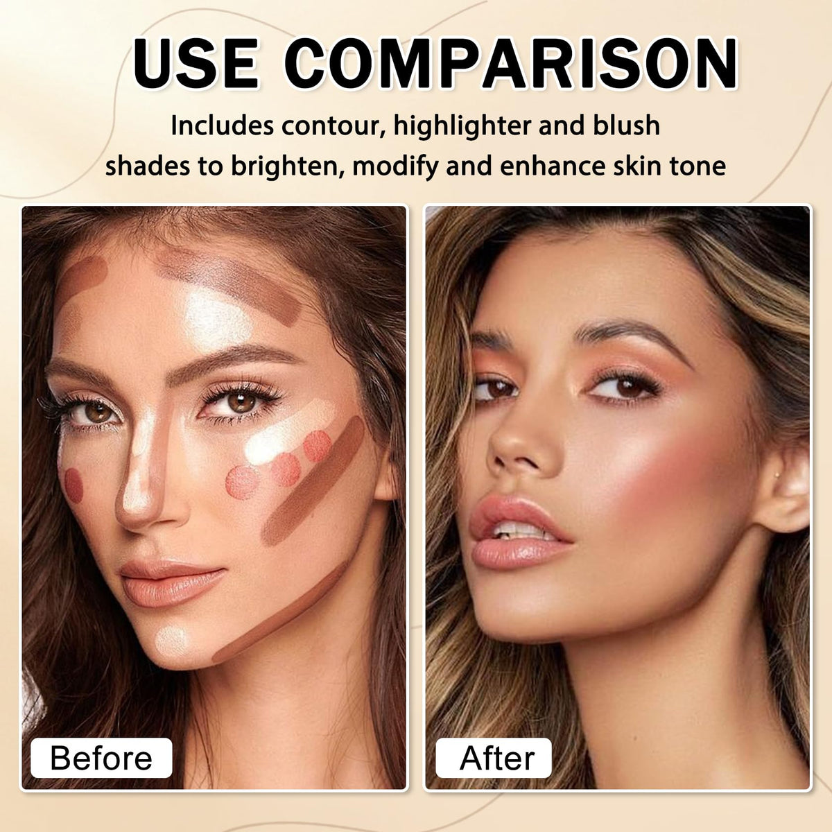IONSGAKO shades laid out top-down showing bronzer, highlighter and blush choices