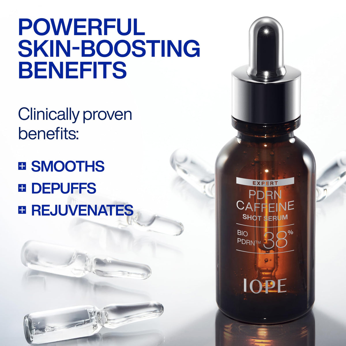 IOPE dropper dispensing serum with silky texture demonstrating fast absorption and lightweight finish