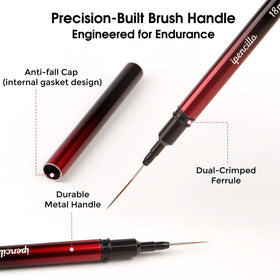 IPENCILLO brushes with protective caps to preserve tip shape between uses