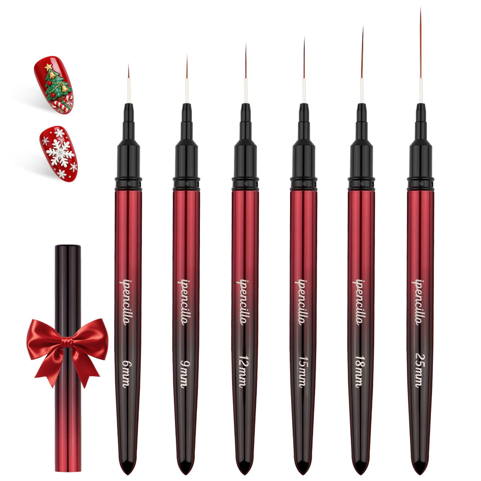 IPENCILLO front packaging showing six liner brushes and sizes for quick selection