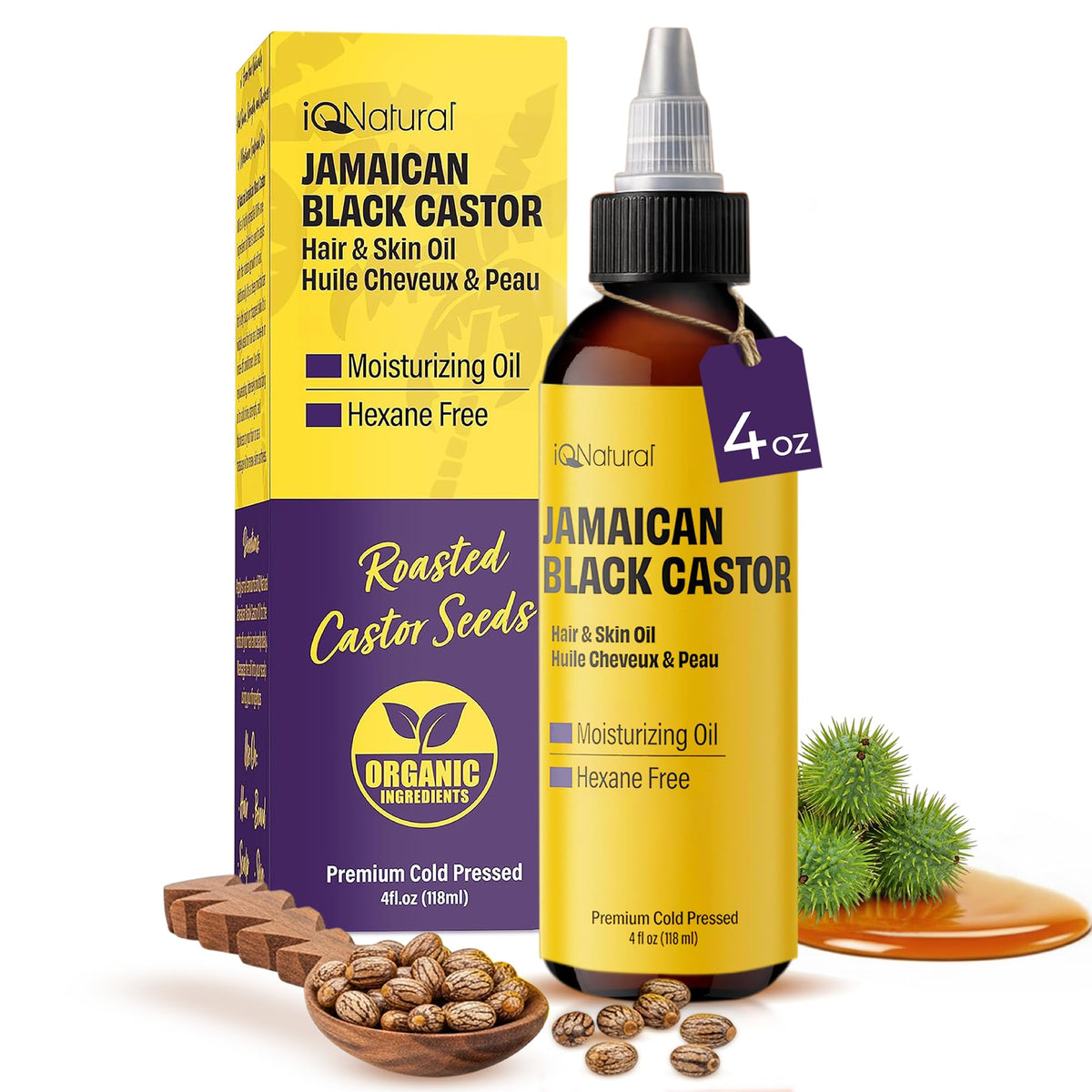 IQNATURAL front packaging showing 4oz bottle and label, clear product benefit
