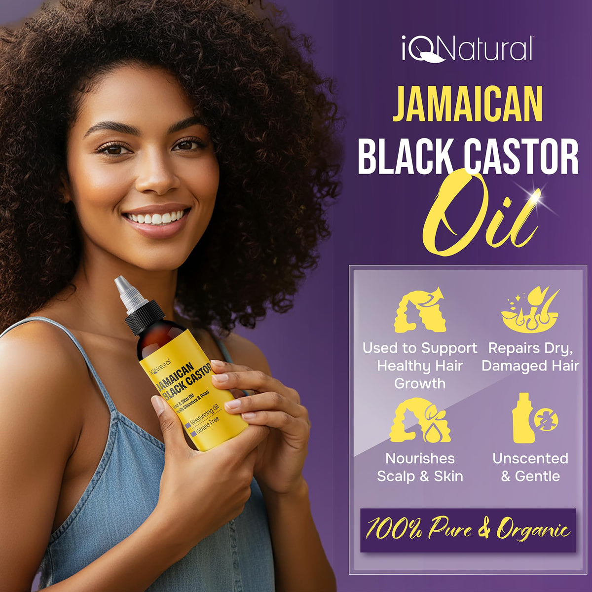IQNATURAL oil pouring from dropper into palm highlighting smooth glide and nourishment