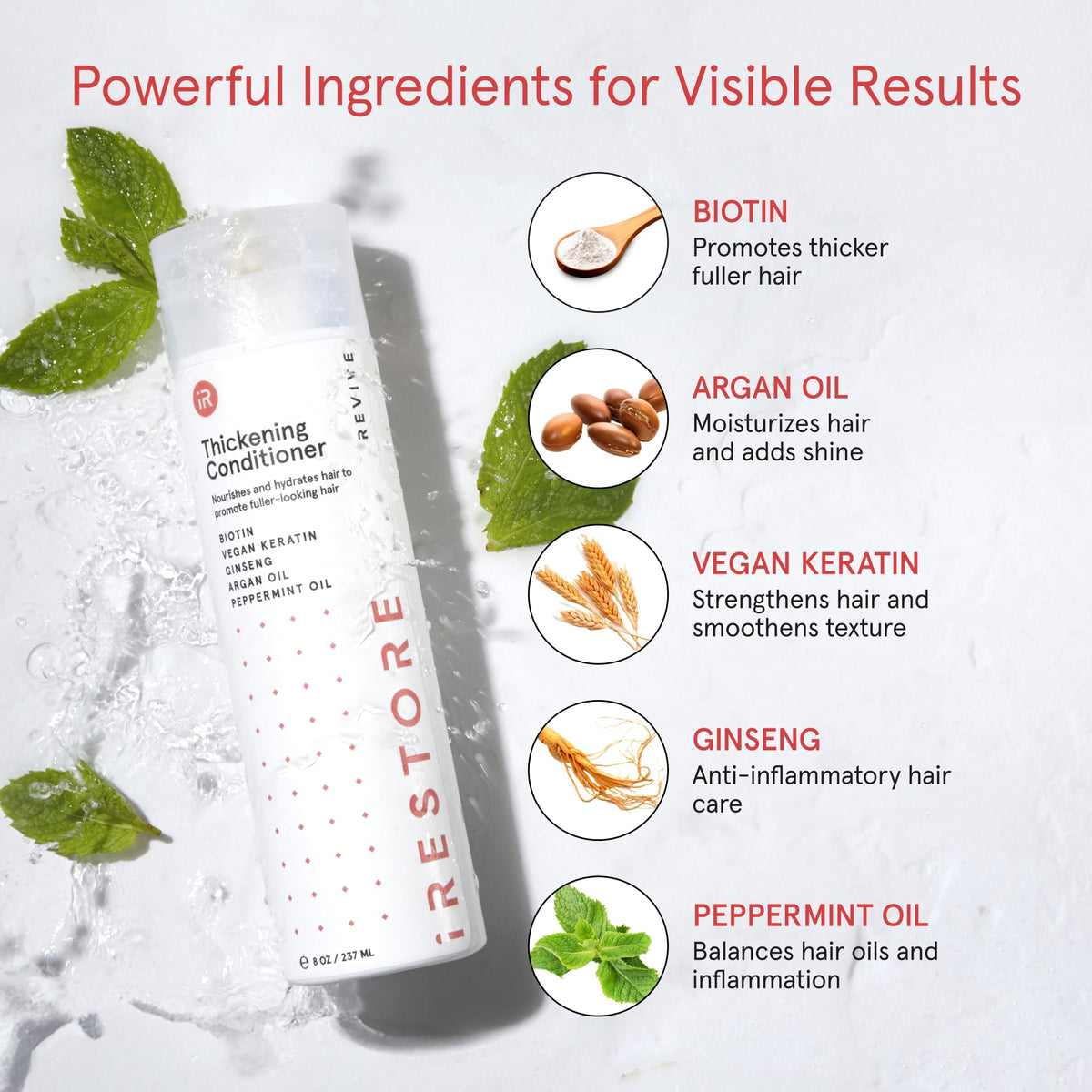 iRestore creamy conditioner texture demonstrating moisturizing action