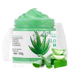 IREV front packaging showing aloe scrub benefits and clear design