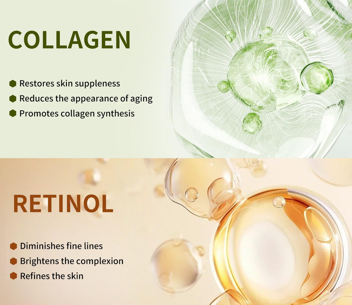IREV flatlay of active ingredients CoQ10 retinol collagen for clarity