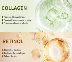 IREV flatlay of active ingredients CoQ10 retinol collagen for clarity