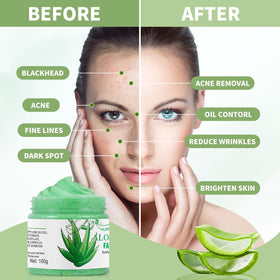 IREV close-up of aloe gel with gentle exfoliating granules for smooth skin