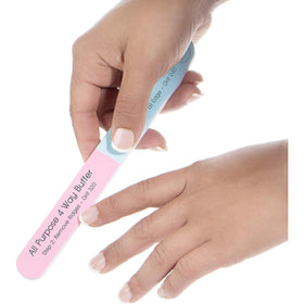 Iridesi size comparison next to a hand to show travel-friendly 7-inch convenience