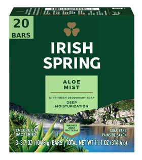 Irish Spring aloe front packaging showing value pack and fresh scent benefit
