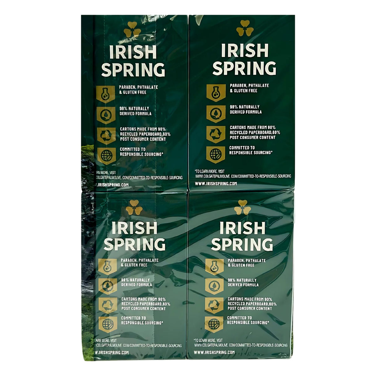 Irish Spring close-up of bar texture and flaxseed oil providing smooth lather