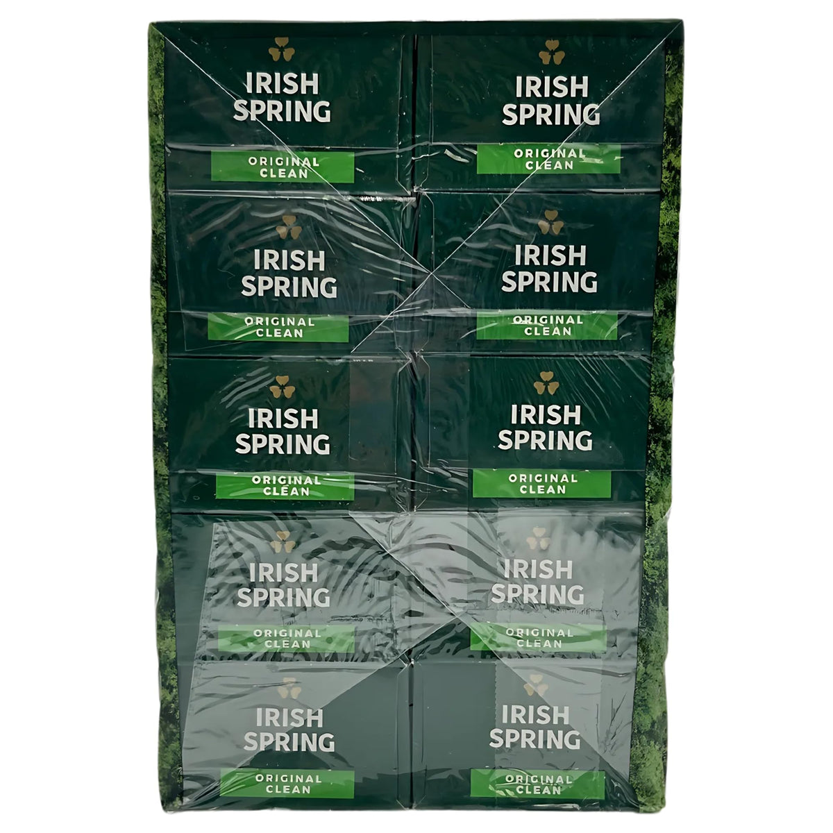 Irish Spring bars staged in bathroom showing supply convenience and clean scent