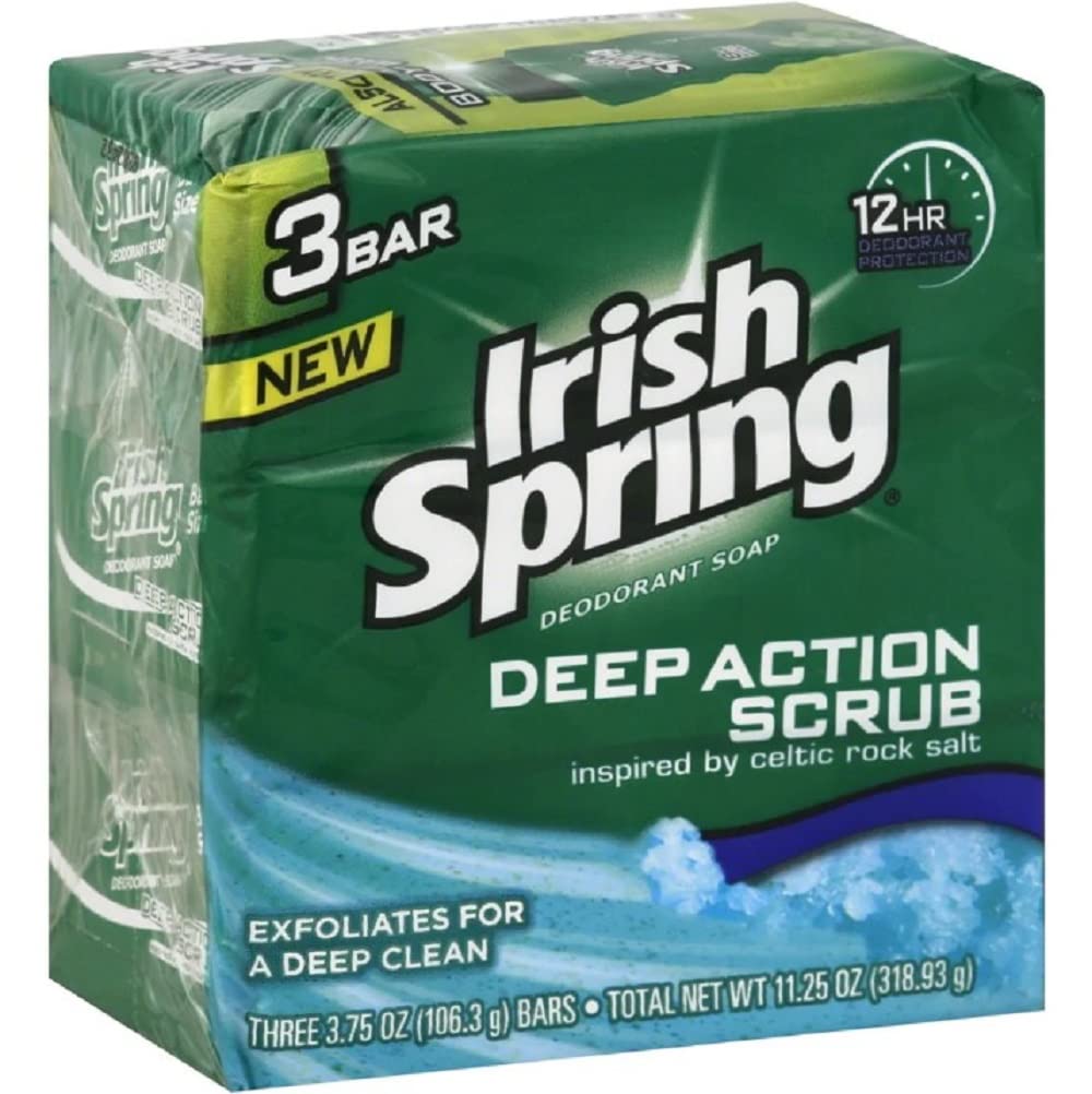 Irish Spring front packaging showing three bars and fresh benefits