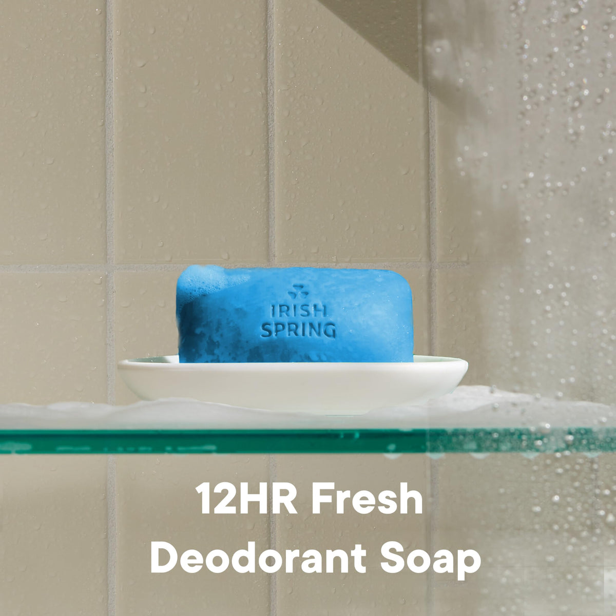 Irish Spring Icy Blast bar close-up lather demonstrating rich suds and clean rinse