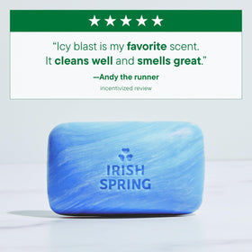 Irish Spring Icy Blast bar side view for size comparison showing portable convenience