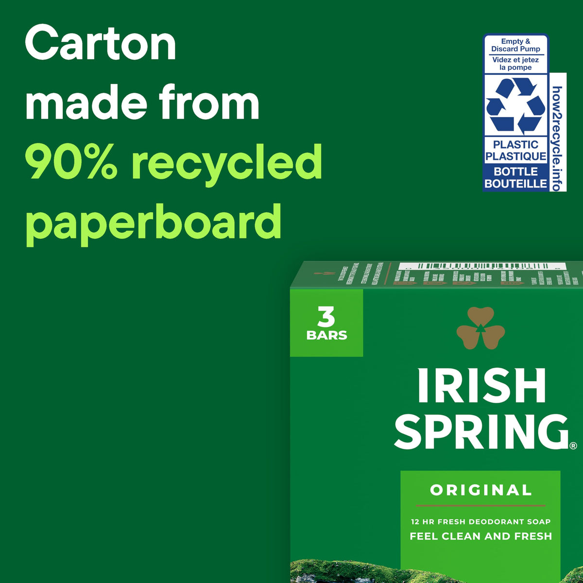 Irish Spring ingredient panel close-up highlighting naturally derived formulation