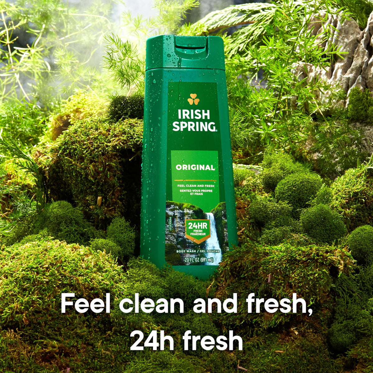 Irish Spring leak-proof cap close-up highlighting spill-proof travel benefit