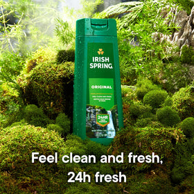 Irish Spring leak-proof cap close-up highlighting spill-proof travel benefit