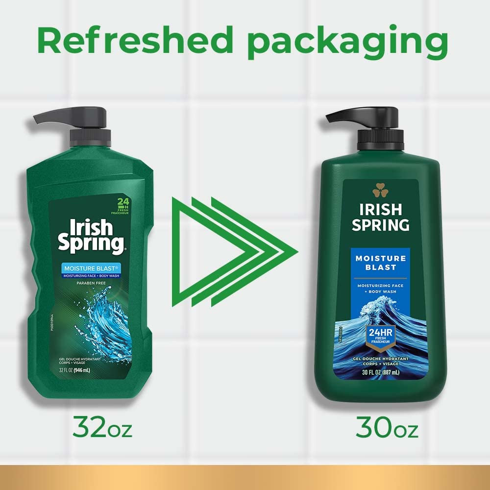 Irish Spring pump close-up demonstrating easy dispensing and convenience