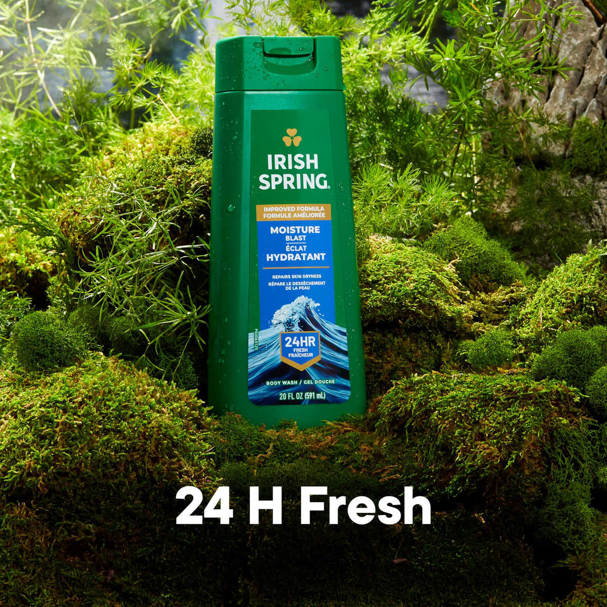 Irish Spring leak-proof cap close-up highlighting secure travel-friendly benefit