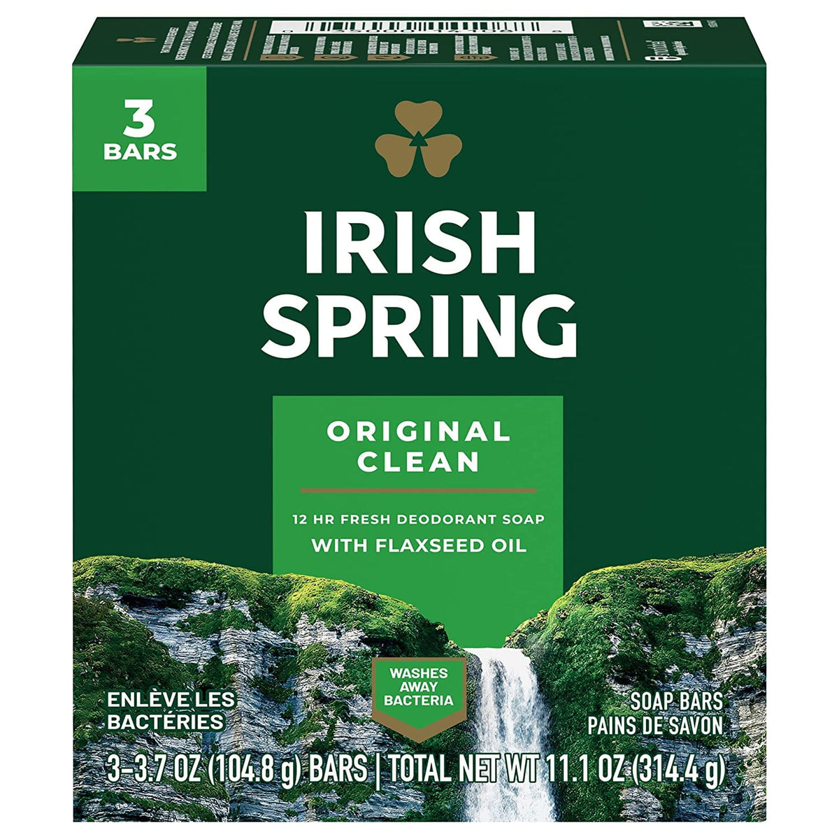 Irish Spring front packaging showing six bars and value benefit