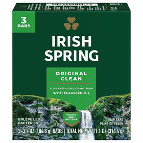 Irish Spring front packaging showing six bars and value benefit