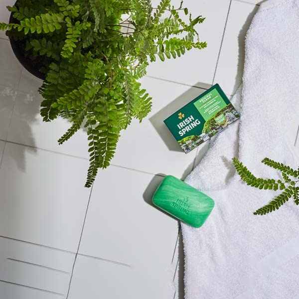 Irish Spring original bar resting on soap dish helping preserve bar life