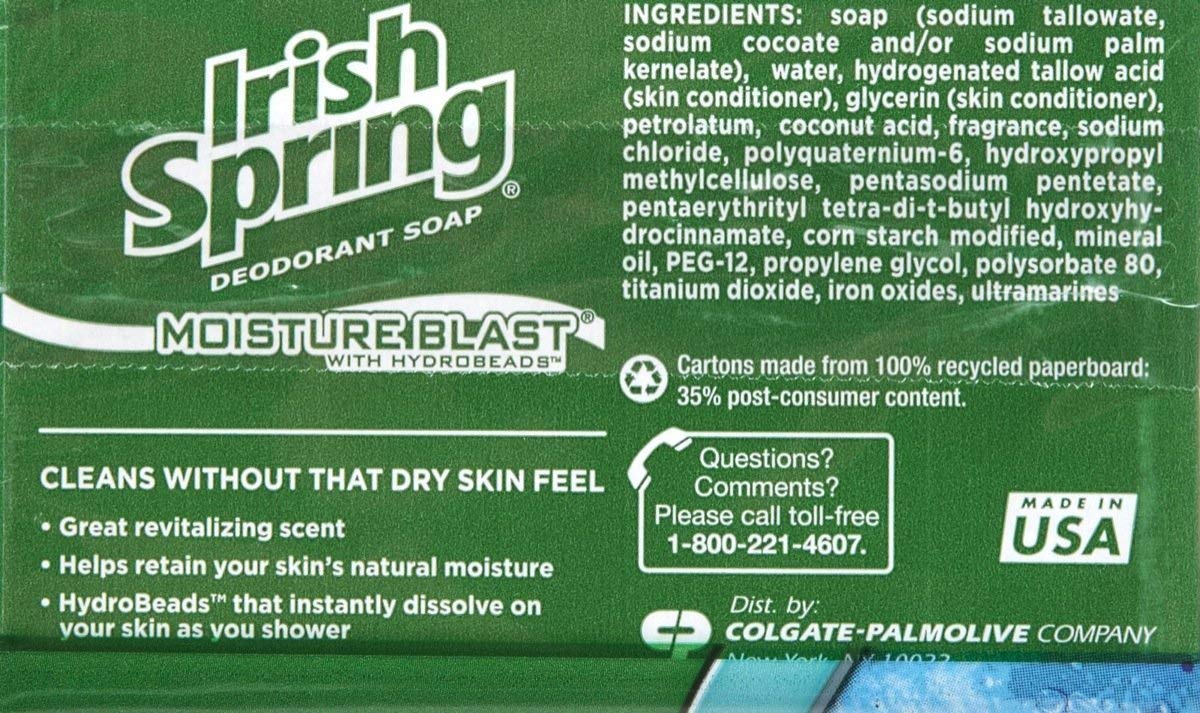 Irish Springs close-up of bar surface with dissolving HydroBeads for hydration benefit