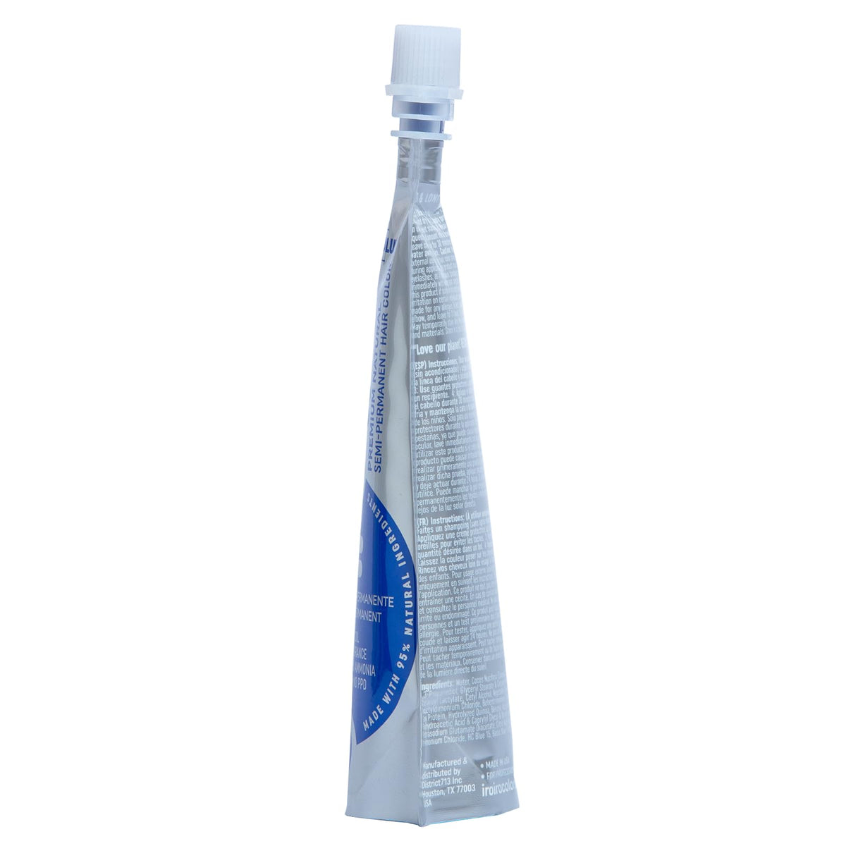 iroiro applied to lightened hair demonstrating vibrant blue payoff