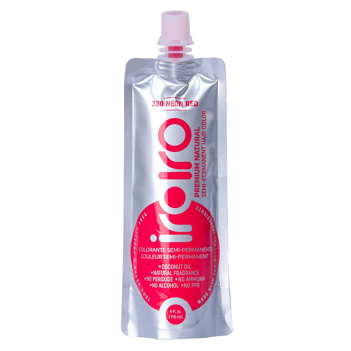 iroiro front packaging neon red 330 showing vibrant shade and clear labeling benefit