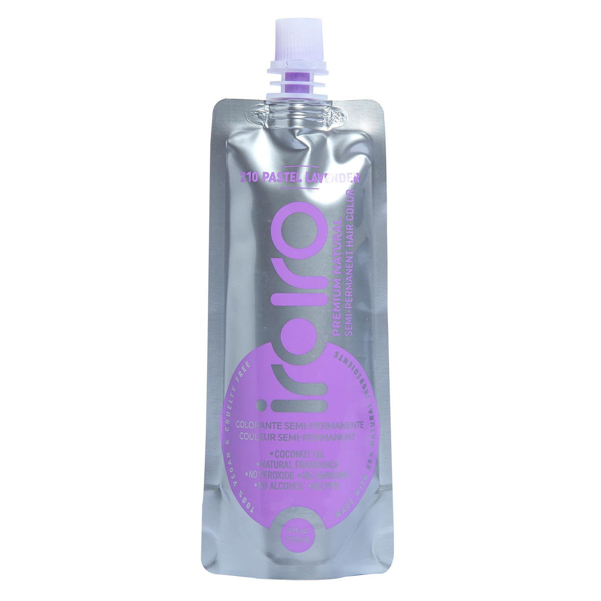 iroiro pouch front pastel lavender showing label and shade, clear product identity and eco benefit