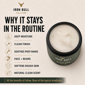 Iron Bull used post-shave illustrating soothing hydration and reduced tightness