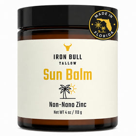 Iron Bull Tallow front jar showing compact travel-ready packaging and clear product identity