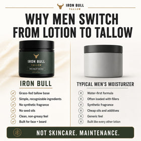 Iron Bull on bathroom vanity in lifestyle setting suggesting simple daily routine